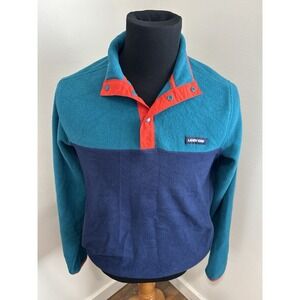 Lands' End Fleece Pullover Jacket Small Quarter Snap Cozy Casual Outerwear‎